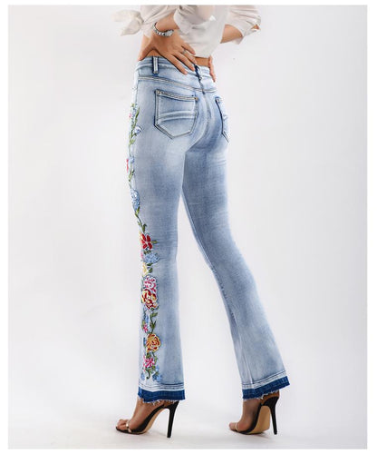 Fashion Embroidered Jean Pants Bottoms