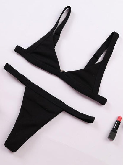Strap Solid Fashion Bikinis Swimwear