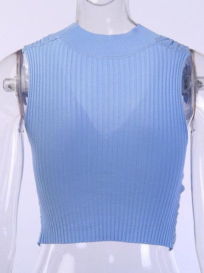 Solid Halterneck Bare Midriff Tank