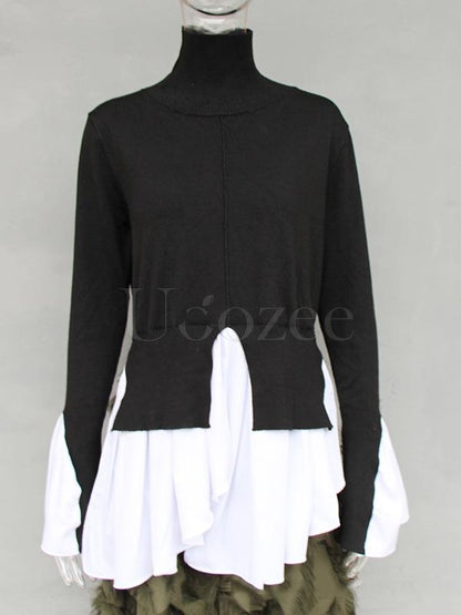 New Split-joint Cropped Knitting Tops