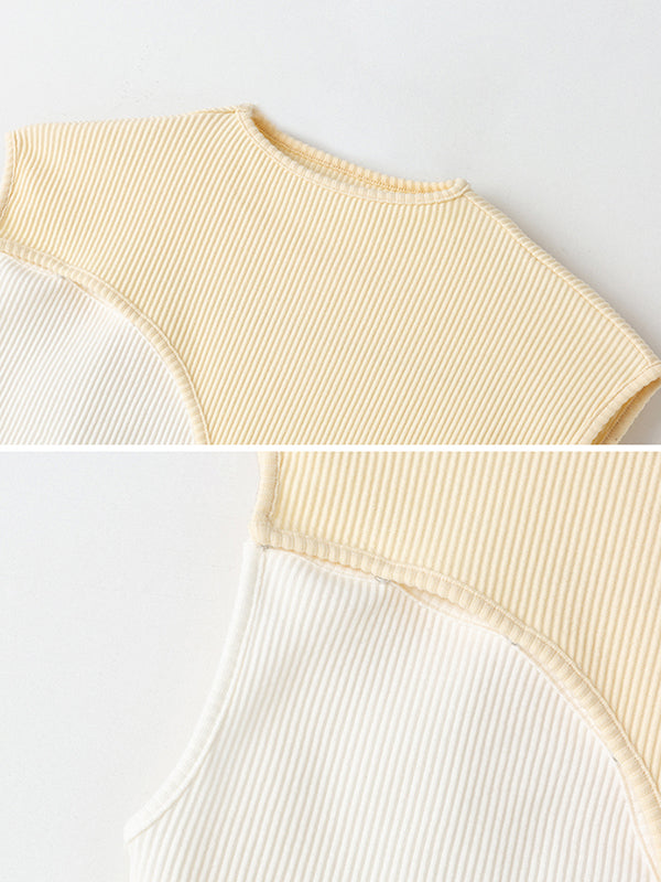 Original Irregular Contrast Color Split-Joint Vest Top