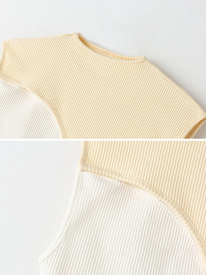 Original Irregular Contrast Color Split-Joint Vest Top