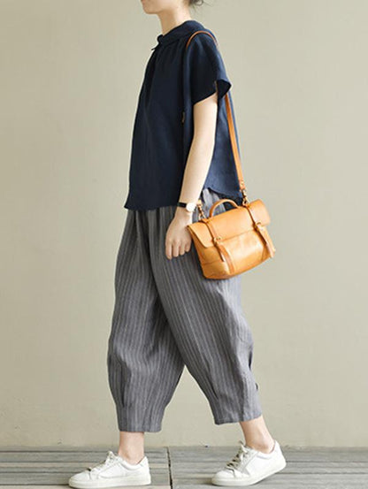 Leisure Solid Lapel Shirt Blouse Tops
