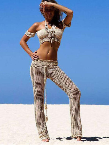 Hollow Knitting Beach Casual Pants