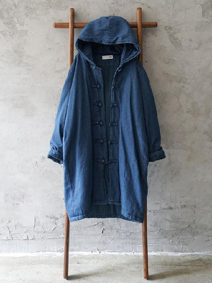 Ancient Button Pure Cotton Hooded Jacket