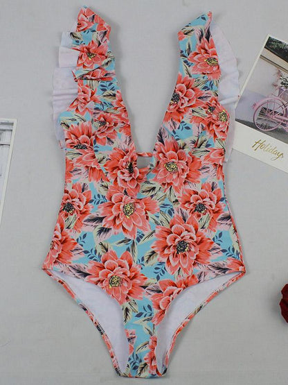 Falbala Printed One-piece Swimwear