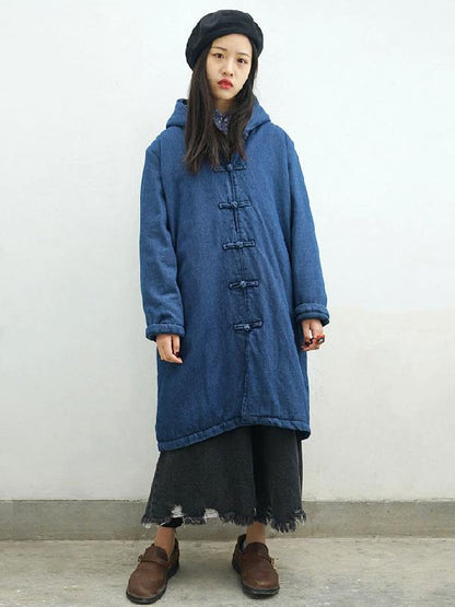 Ancient Button Pure Cotton Hooded Jacket
