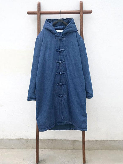 Ancient Button Pure Cotton Hooded Jacket