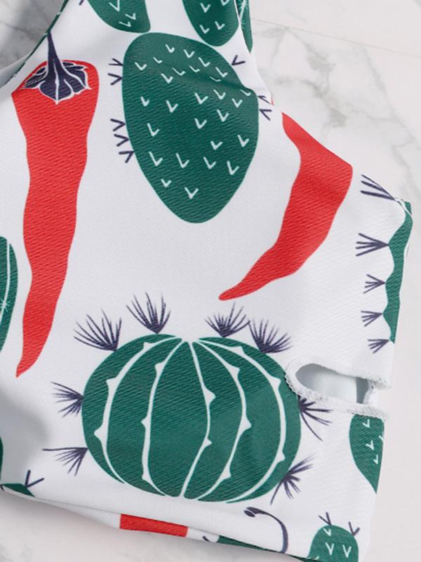 Cactus Print Tie Bikini Set