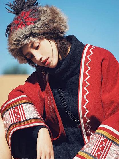 Original Flared Embroidered Woolen Outwear