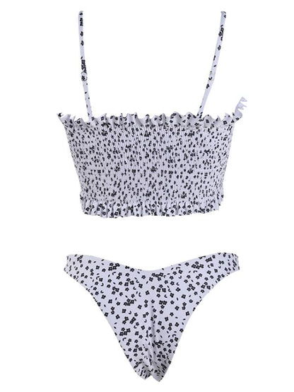 Smocked Spaghetti Strap Bikini Set