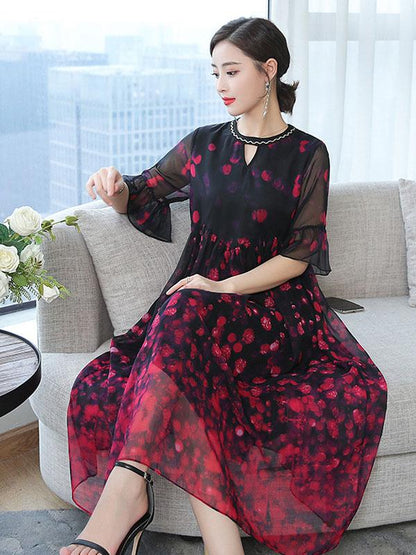 Loose Oversize Printed Polka-Dot Dress