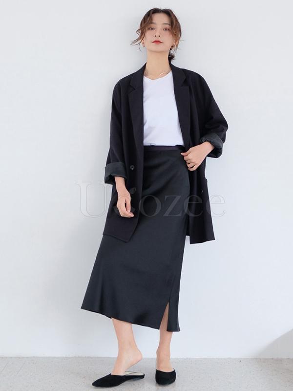 Casual Solid BF Style Suit Outwears