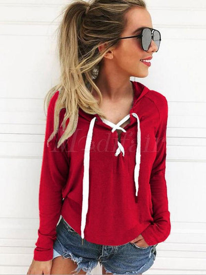 Bandage Solid Sports Hoodie