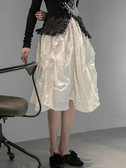 Original Pleats Solid Color A-Line Skirt
