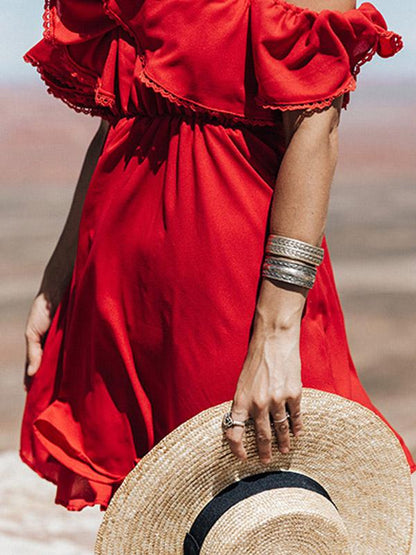 Lace Flounces Off-Shoulder Mini Dress