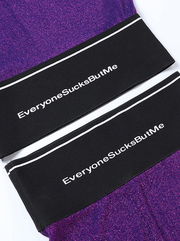 Casual Contrast Color Letter Print Sports Bra&Shorts Suits