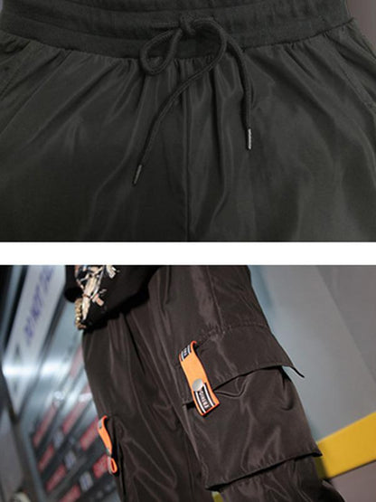 Tooling Elastic Waist Design Wide Leg Pants
