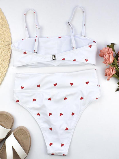 High Waisted Tie Bandeau Bikini Swimsuit