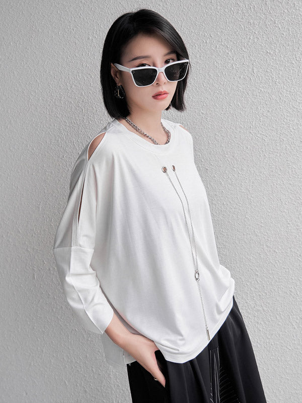 Original Solid Color Cold Shoulder T-Shirt Top
