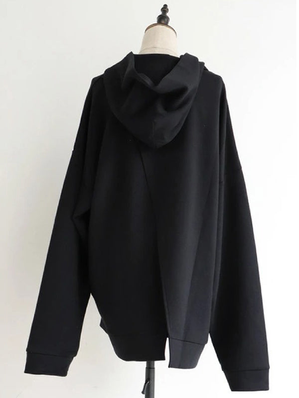 Urban Loose Solid Color Split-Back Long Sleeves Hoodies