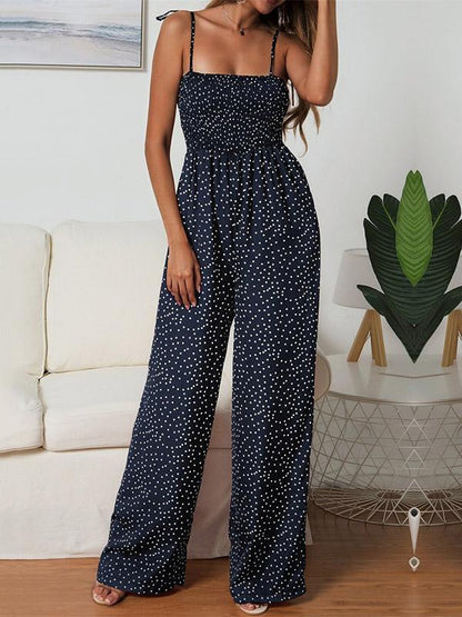 Polka-dot Spaghetti-neck Jumpsuits Bottom