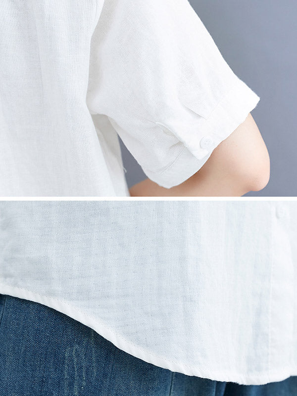 Original Cartoon Printed Lapel Blouse