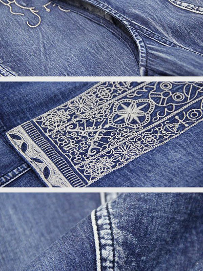 2019 Summer New Vintage Embroidery Denim Dress
