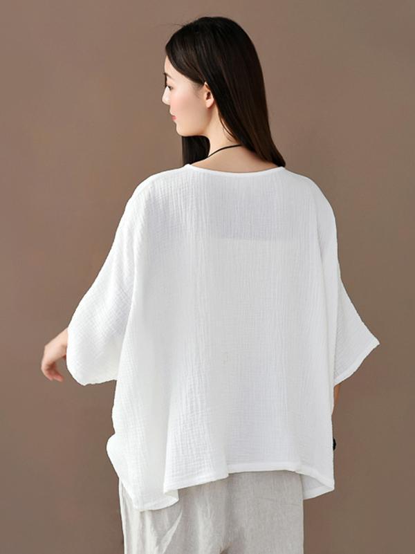 Vintage Solid Irregularity T-Shirts Tops