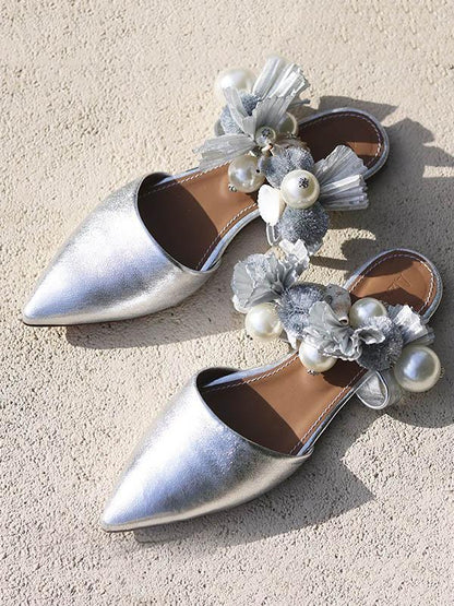 Solid Pointed Mules&Slides Flat