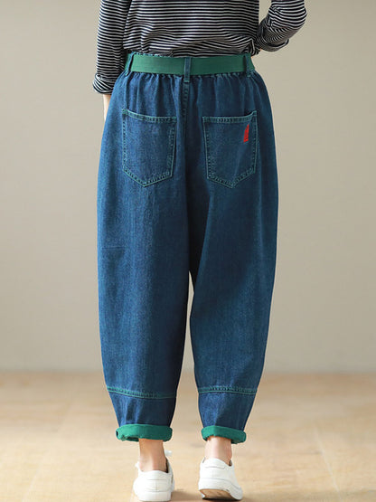 Simple Empire Waisted Wide Leg Harem Jean Pants