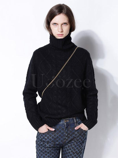 Loose High-neck Cashmere Solid Couple Sweater