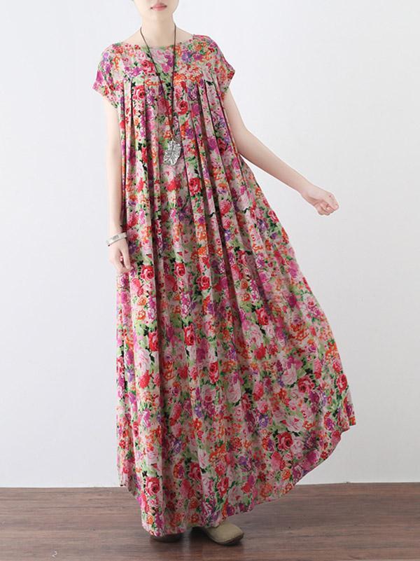 Original Floral Round-Neck Dress