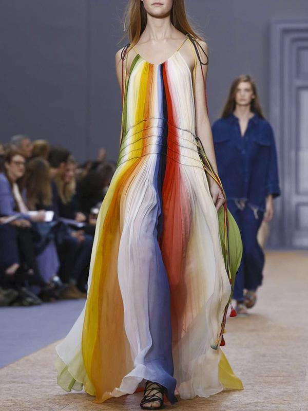 Rainbow Printed Maxi Dress