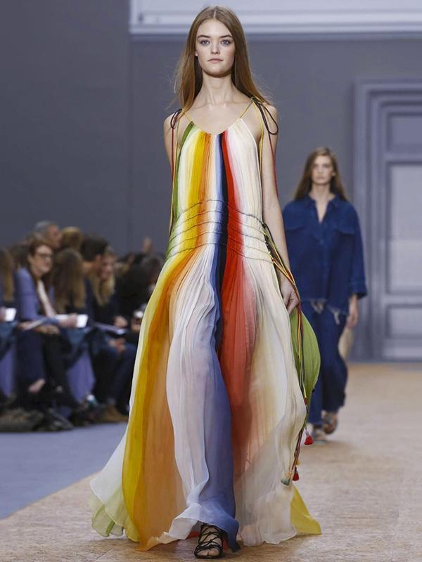 Rainbow Printed Maxi Dress