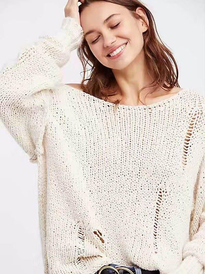 Fashion Loose Knit Long Sleeves Sweater Tops