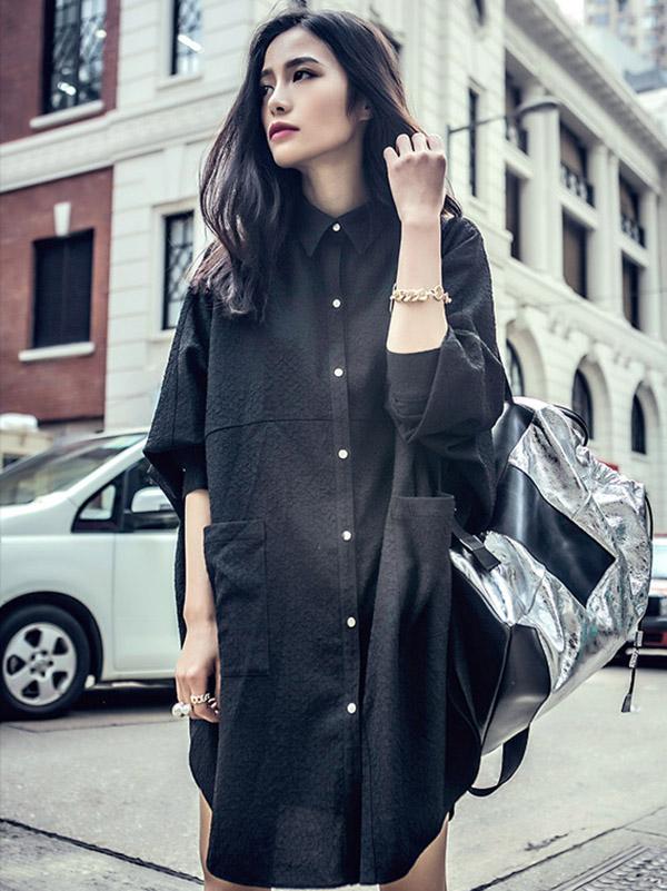 Loose Solid Fresh Shirt Mini Dresses