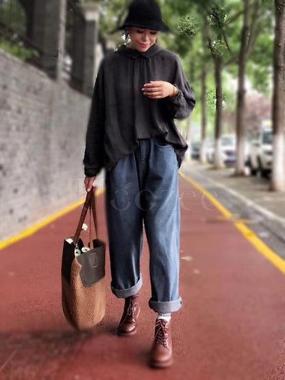 Original Adjustable Waist Wide Leg Jean Pants