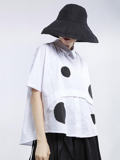 Loose Polka-dot Split-joint Shirt