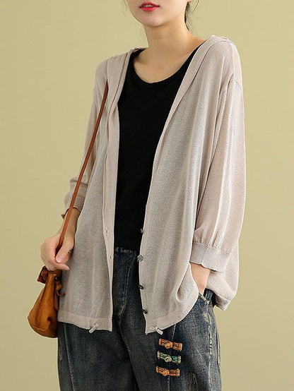 Leisure Solid Knitting Sun-Protection Outwear