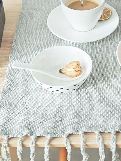 Full Cotton Solid Tasseled Napkin Mat