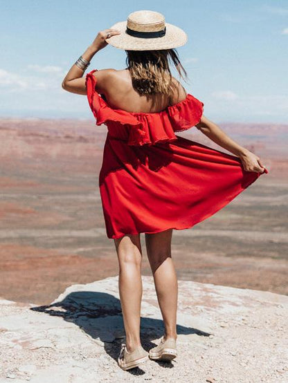Lace Flounces Off-Shoulder Mini Dress