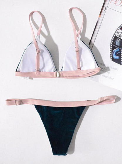 Triangle Top Contrast Bikini Swimsuit