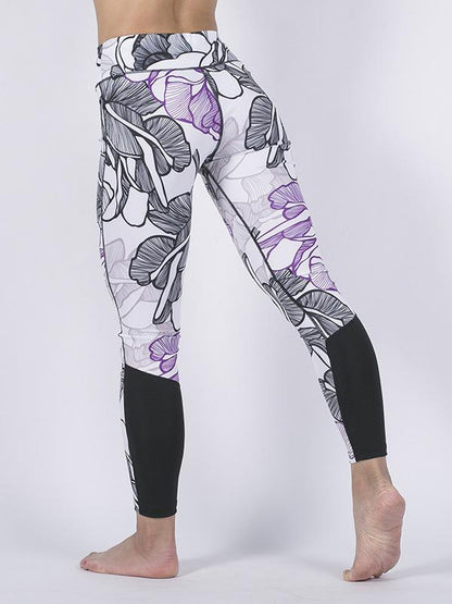 Split-joint Printed Floral Yoga Leggings