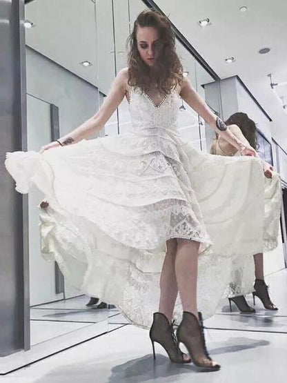 Embroidered V-neck Split-joint Beach Midi Dresses