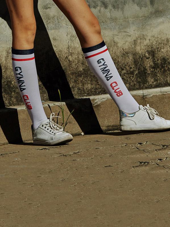 Letter Color Block Athletic Socks