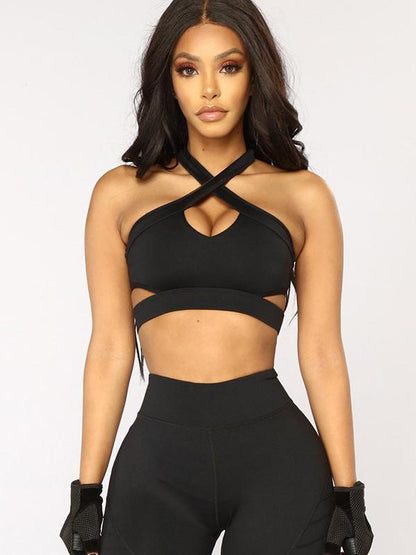 Sexy Solid Cross Halterneck Tank