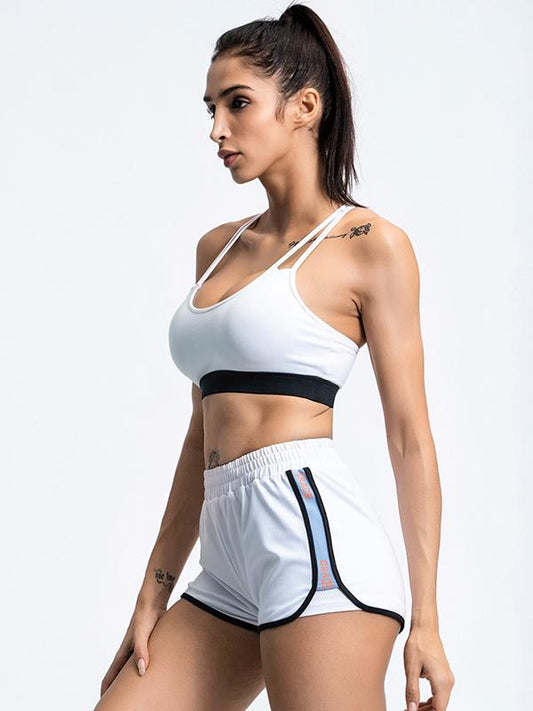 Contrast Color Printed Breathable Sports Shorts