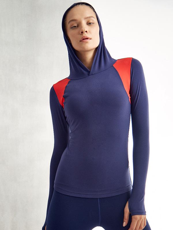 Wrap Breathable Contrast Color Hooded Sports Sweatshirts