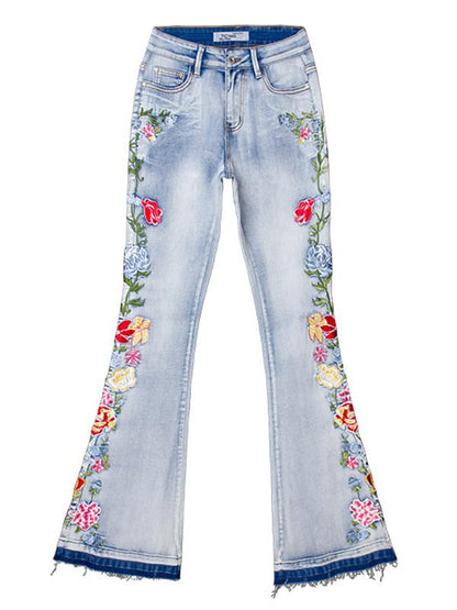 Fashion Embroidered Jean Pants Bottoms